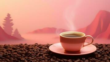 Kaffee Hintergrund Illustration Design, Kaffee Bohnen, Koffein, generativ ai foto