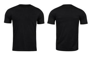 Schwarze T-Shirts vorne und hinten für Design auf weißem Hintergrund verwenden. foto