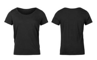 schwarzes Frauen-T-Shirt isoliert auf weißem Hintergrund mit Beschneidungspfad