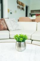 Pflanze in Vasendekoration auf dem Tisch im Wohnzimmer