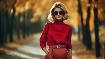 Herbst Mode tragen im rot Farben foto