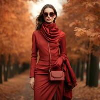 Herbst Mode tragen im rot Farben foto