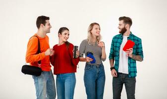 Unternehmen von freunde haben Spaß zusammen Hören zu Musik- foto