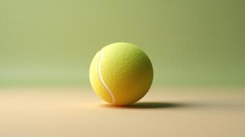 ein Tennis Ball auf ein Grün Oberfläche mit ein Gelb Ball ai generativ foto