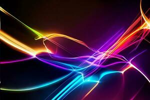 Kommunikation Technologie Hintergrund, Beleuchtung im Neon- Linien, Wellen, Funke, elektrisch Beleuchtung Explosion erstellt mit generativ ai foto