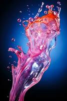 Seife Blase platzen mit Flüssigkeit Spritzen gefangen isoliert auf ein Gradient Hintergrund foto