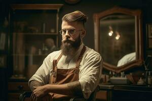 cool Barbier Porträt Haarschnitt. generieren ai foto