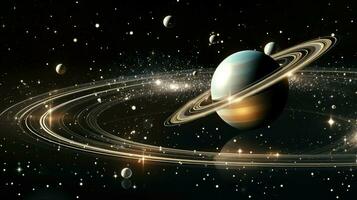 Globus Saturn galaktisch Eleganz ai generiert foto