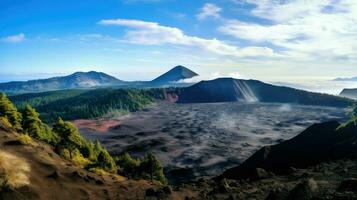 Reise vulkanisch Caldera Standpunkt ai generiert foto