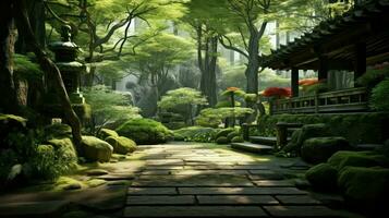 Stein japanisch Zen Garten ai generiert foto