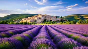 Europa Provencal Lavendel Felder ai generiert foto