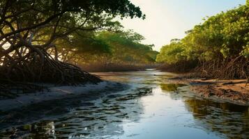 Natur tropisch Mangrove Wälder ai generiert foto