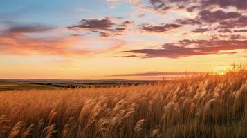 schön Sommer- Grün Prärie ai generiert foto