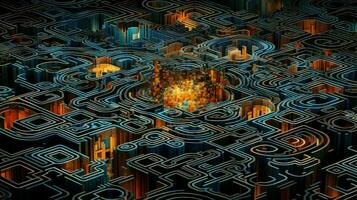 abstrakt Gitter Mosaik Labyrinth ai generiert foto