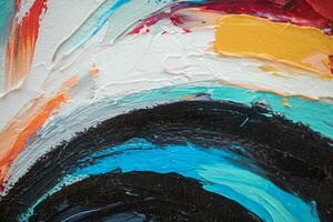 abstrakt Öl Gemälde mit Licht Pastell- Farben, Öl auf Segeltuch Weiss, Marine Blau und Bernstein orange, Hintergrund, Hintergrund, verwenden von Palette Messer, realistisch Hyper-Detail, ausdrucksvoll Bürste Schlaganfälle foto
