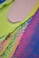 Nahansicht von abstrakt Rau Kunst Gemälde Textur, mit Öl Pinselstrich, Palette Messer Farbe auf Segeltuch foto