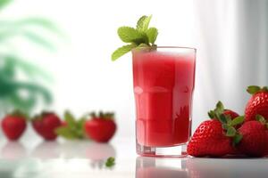 Glas von Erdbeere Smoothie Saft ai generiert foto