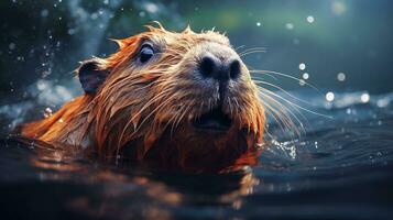 Capybara entschlossen verbieten, Digital Kunst Illustration, generativ ai foto
