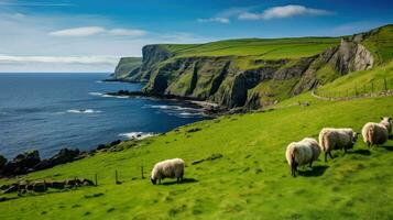 Meer irisch Küsten Landschaft ai generiert foto