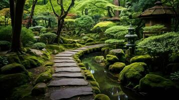 Japan japanisch Zen Garten ai generiert foto