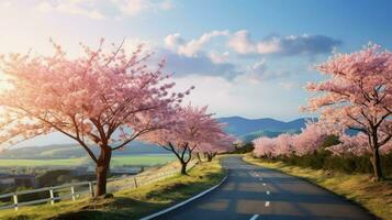 Park Landschaft Kirsche Blüten ai generiert foto