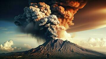 Berg vulkanisch Asche Wolke ai generiert foto