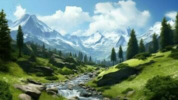 Schweiz schweizerisch Alpen Wald ai generiert foto