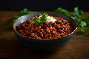 Chili Bohnen Schüssel. generieren ai foto