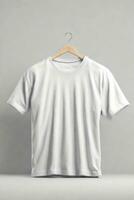 Weiß T-Shirt, Attrappe, Lehrmodell, Simulation Vorlage zum Design drucken. ai generiert foto