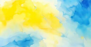 Gelb Blau abstrakt Aquarell. bunt Kunst Hintergrund mit Raum zum Design. ai generativ foto