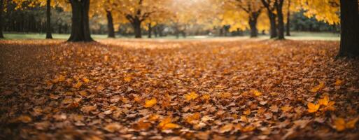 schön Herbst Landschaft mit. bunt Laub im das Park. fallen Blätter natürlich Hintergrund. ai generiert foto