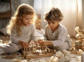 süß Kinder spielen zusammen foto