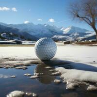 Golf Ball auf schlammig Gras Feld, Sport Thema Konzept, Turnier, Wettbewerb, Hobby, Luxus Hobby. generativ ai Bilder foto