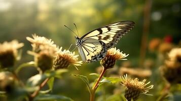 Schmetterling auf Blume. generativ ai foto