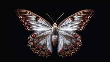 Schmetterling auf schwarz Hintergrund. generativ ai foto