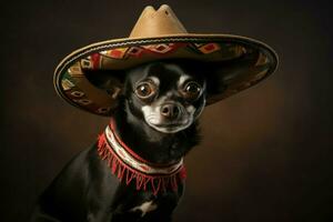 süß Hund Sombrero. generieren ai foto