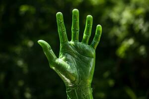 Umgebung Tag Hand Protest Wald. generieren ai foto