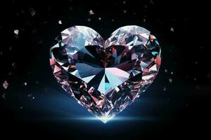 kristallin Diamant Herz Juwel Hintergrund. generieren ai foto