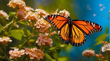 ein Monarch Schmetterling exquisit Ballett inmitten der Natur Pracht. ai generiert foto