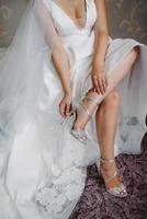 Hochzeitsschuhe der Braut, schöne Mode foto