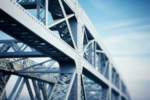 oben schließen Detaillierung von modern Stahl Brücke minimalistisch Foto Hintergrund mit leeren Raum zum Text