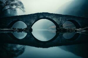lange Exposition Minimalismus Erfassen das ätherisch Schönheit von alt Eisen Bogen Brücken foto