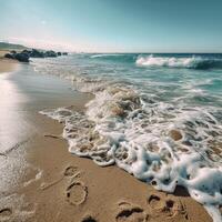 Ozean Welle und Strand. generativ ai foto