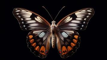 Schmetterling auf schwarz Hintergrund. generativ ai foto