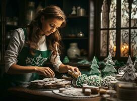 Mädchen Backen Lebkuchen foto