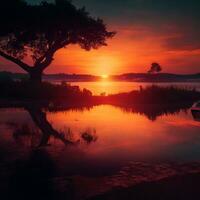 ein realistisch Sonnenuntergang ai generiert foto