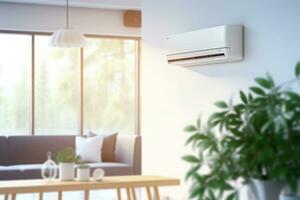 Leben Zimmer Innere mit Luft Klimaanlage. generativ ai foto