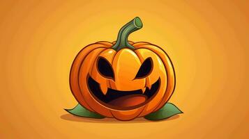 süß Karikatur Jack Ö Laterne. Halloween Geist auf ein Pastell- Hintergrund, perfekt zum festlich Spaß foto