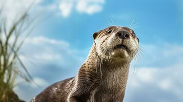 Foto von Otter im ther Wald mit Blau Himmel. generativ ai