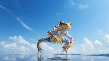 Foto von ein Xenopus Frosch unter Blau Himmel. generativ ai